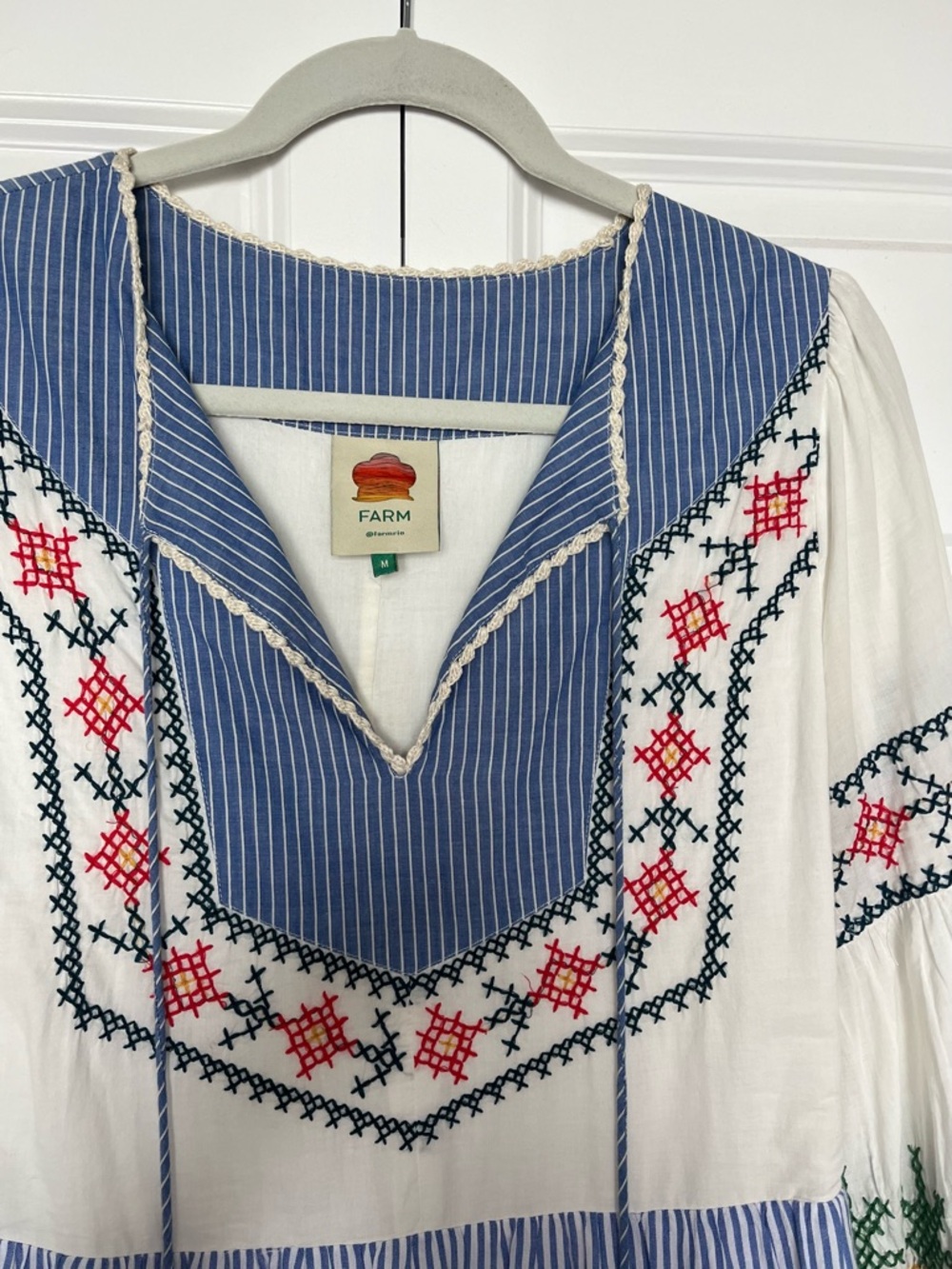 FARM Rio Blue, White & Multicolor Patchwork Maxi Dress - Picture 12 of 16